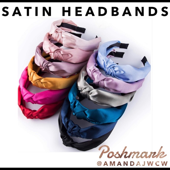 Silk Cross Knot Twist Headband - Black - 1” Wide - Picture 2 of 5